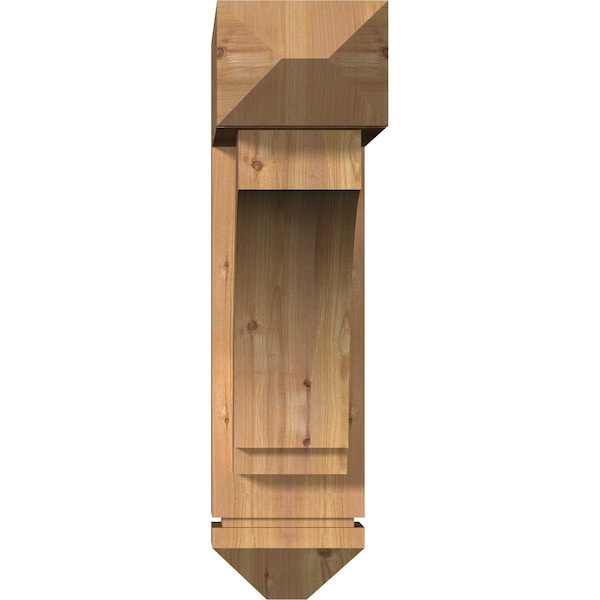 Imperial Arts And Crafts Smooth Bracket W/ Offset Brace, Western Red Cedar, 7 1/2W X 28D X 28H